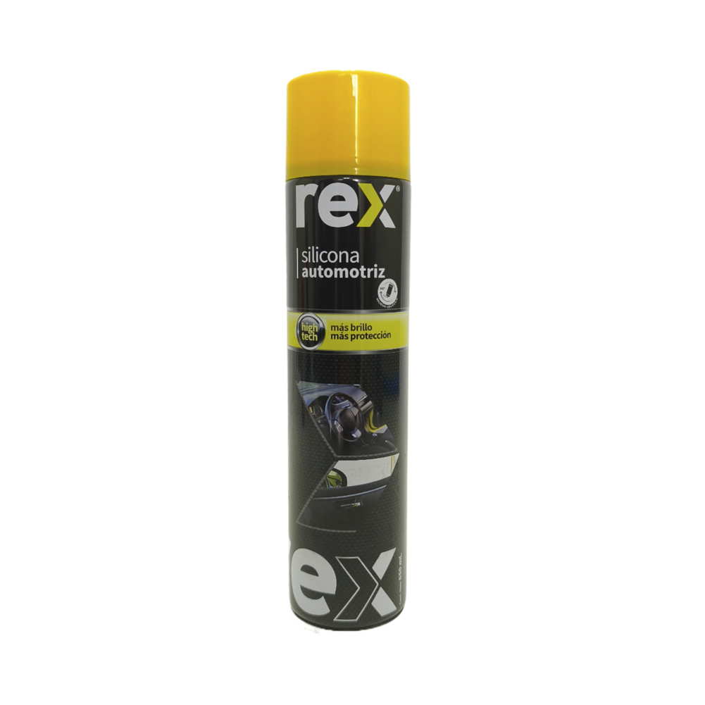 Silicona automotriz REX 650 ml brillo y protección disponible en Motormaq Chile