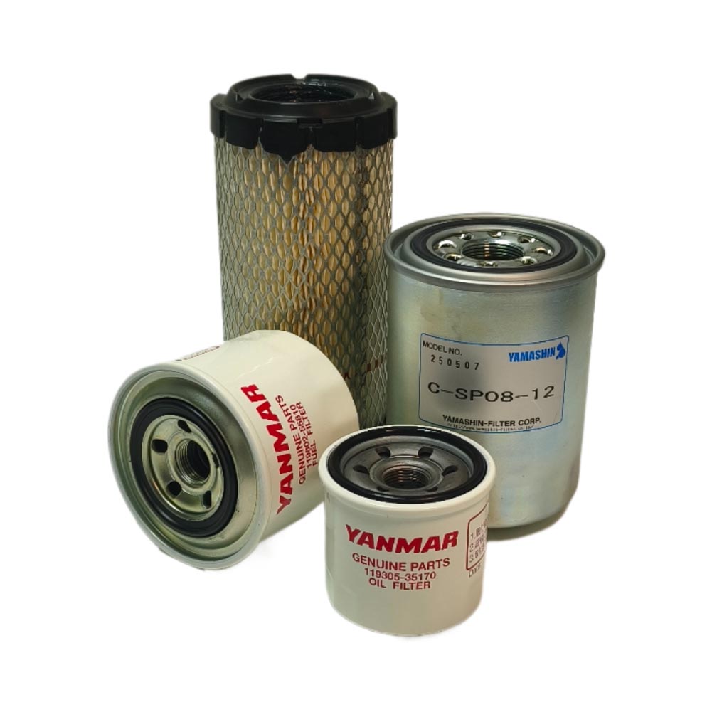 Kit de filtros originales Yanmar para miniexcavadora ViO17 500 horas.