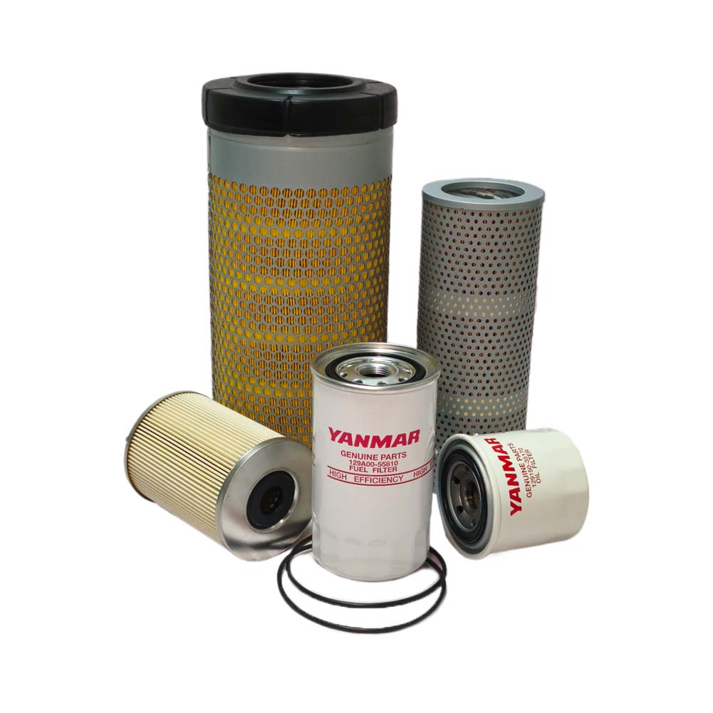 Kit de 7 filtros originales Yanmar para miniexcavadora ViO50-6A 500 horas.